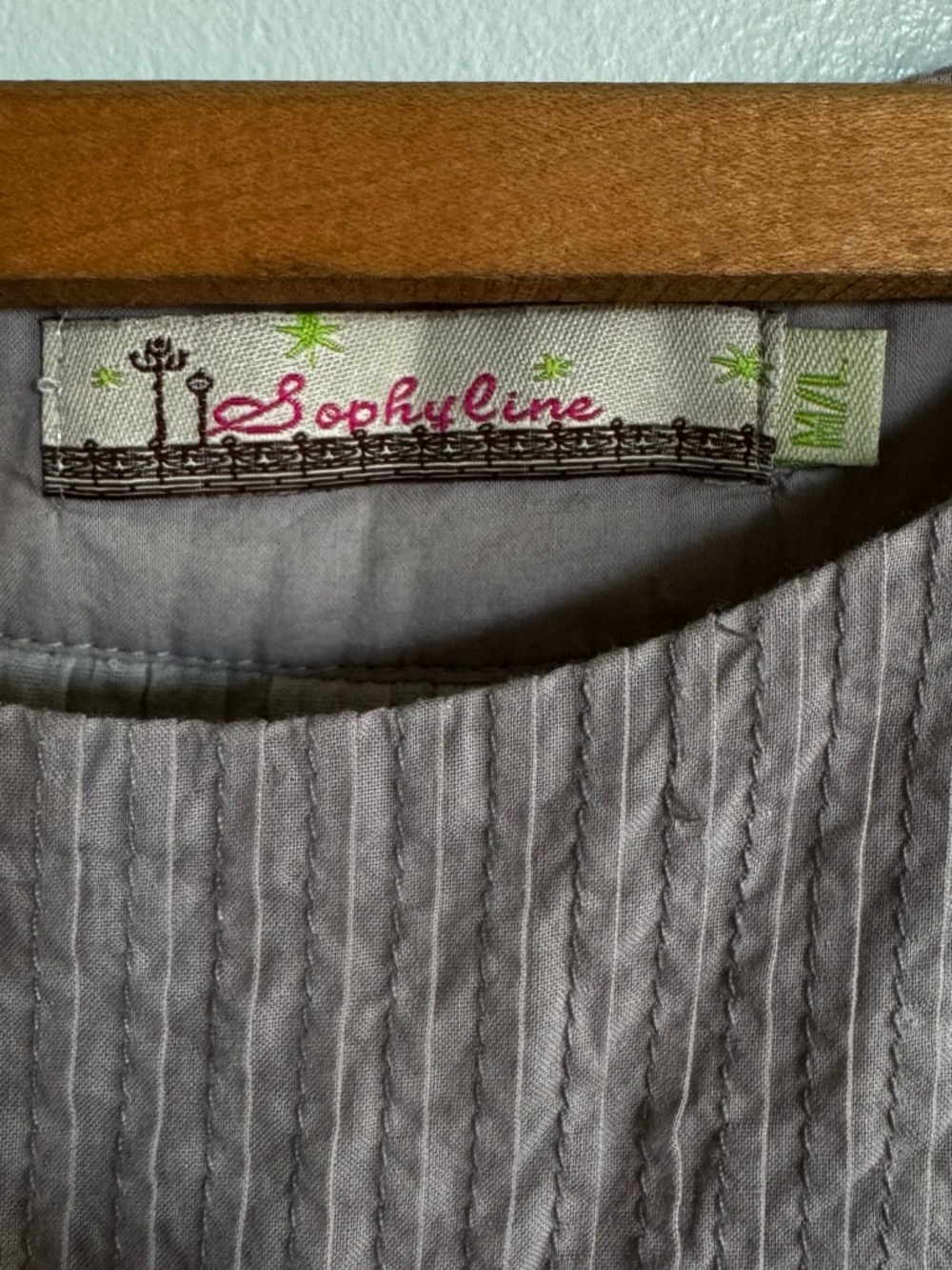 Embroidered Taupe Midi Skirt — Delicate Sheer Design - Picture 3 of 9
